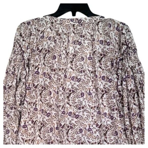Roller Rabbit Women's White w/Purple Floral Print LAURA Blouse, Size Medium - Picture 7 of 10